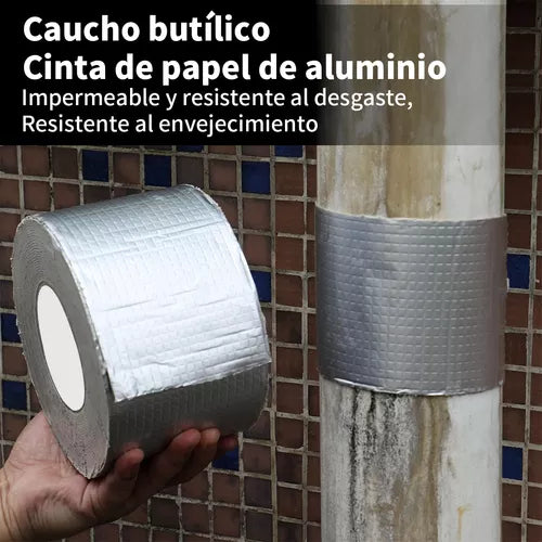 CINTA DE BUTILO SUPER IMPERMEABLE Y RESISTENTE, X2 rollos 10MTS largo X 5cm de Ancho