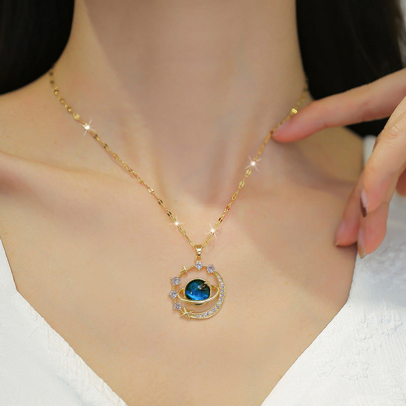 COLLAR SATURNO EN ACERO INOXIDABLE - Ideal Para Tu Amor Leal e Inquebrantable || BOLSA DE REGALO GRATIS 🎁