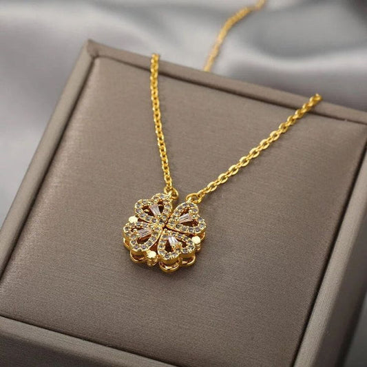 Desteyante Collar Trébol de Corazones💘 || ACERO INOXIDABLE| Simbolo de amor y prosteridad || CAJA DE REGALO GRATIS HOY 🎁