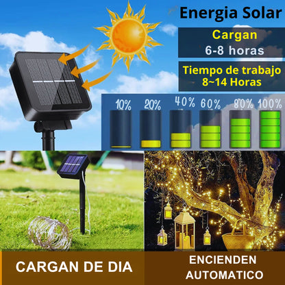 MANGUERA NAVIDEÑA CON PANEL SOLAR || 20 METROS CADA UNA ||  LUCES IMPERMEABLES DE DIFERENTES COLORES🎁