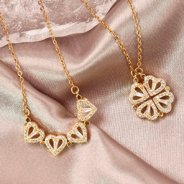 Desteyante Collar Trébol de Corazones💘 || ACERO INOXIDABLE| Simbolo de amor y prosteridad || CAJA DE REGALO GRATIS HOY 🎁