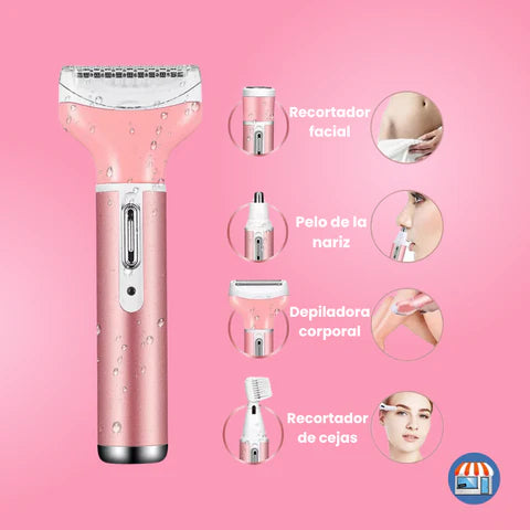 Depiladora para Dama Geemy 4 en 1 🌸 Recargable|| USB| | 4 CABEZALES