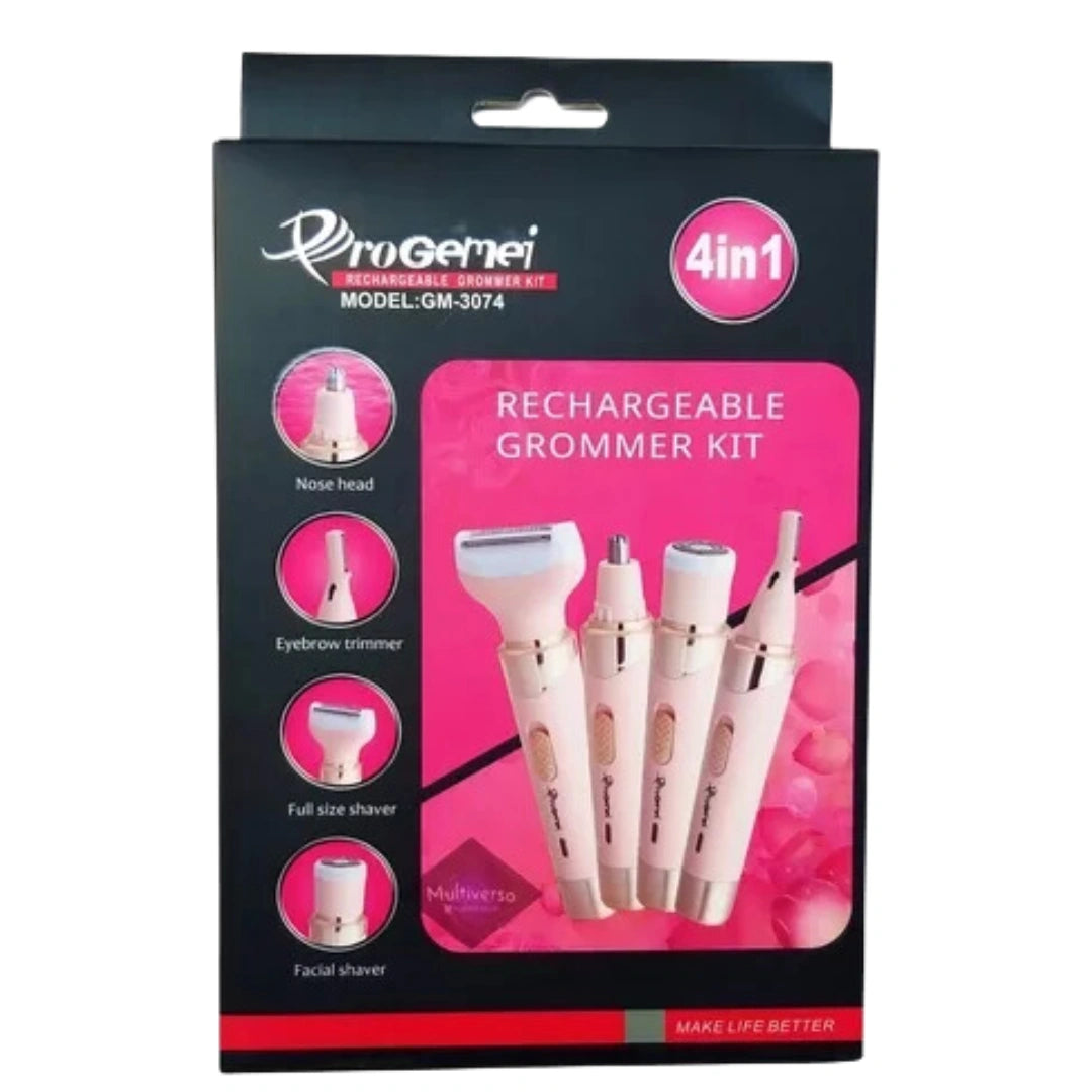Depiladora para Dama Geemy 4 en 1 🌸 Recargable|| USB| | 4 CABEZALES