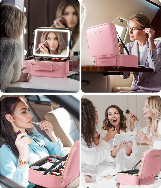 Cosmetiquera Con Espejo Led USB RECARGABLE 🔋|| PORTA BROCHAS GRATIS HOY |EL REGALO PERFECTO PARA TU PRINCESA 🎁💘